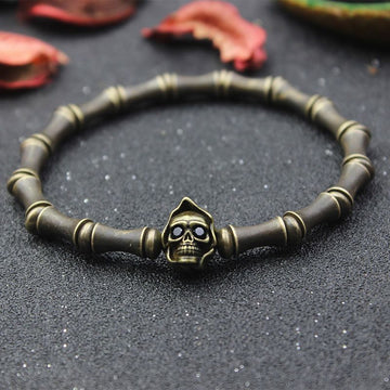 Bamboo skull vintage brass bracelet