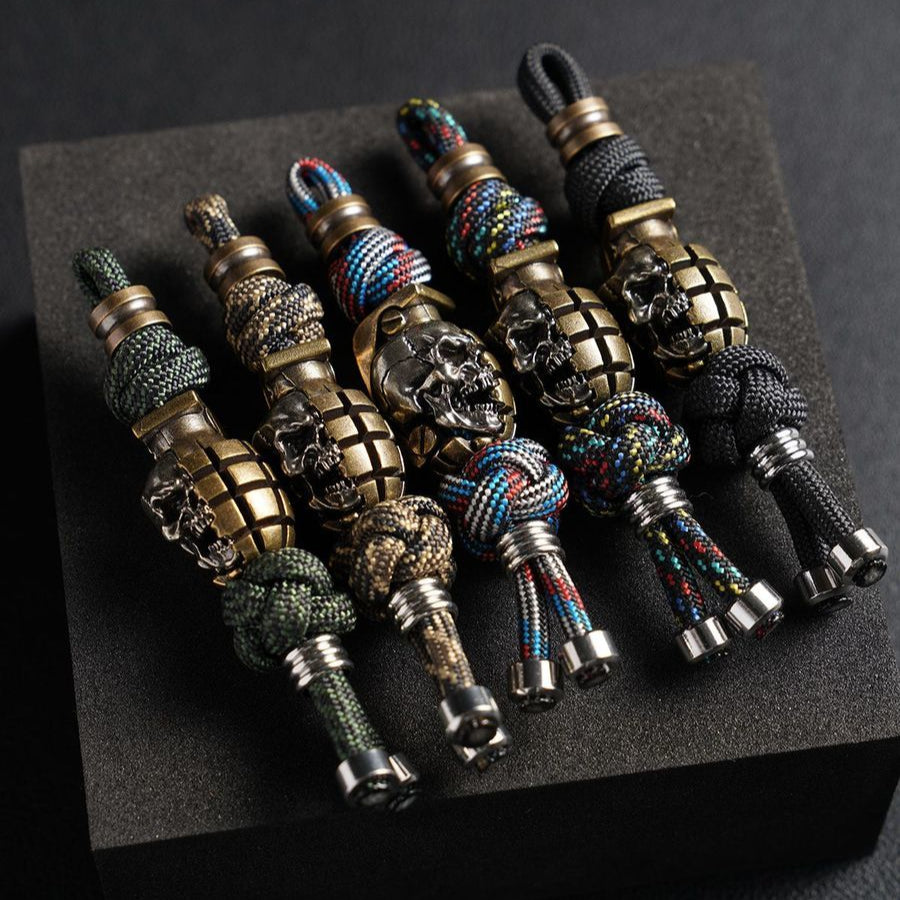 Handmade Skull Grenade Paracord Pendant
