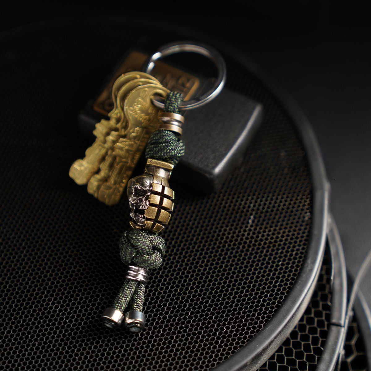 Handmade Skull Grenade Paracord Pendant