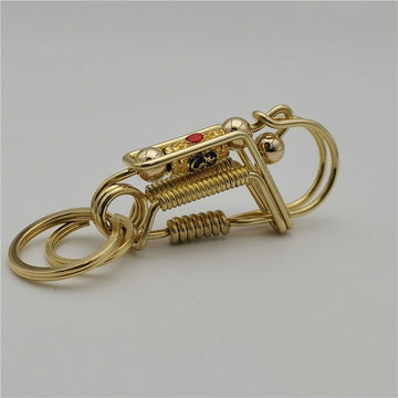 Prayer Barrel Bead Brass Keychain