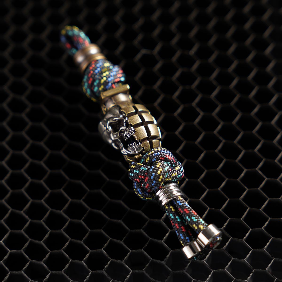 Handmade Skull Grenade Paracord Pendant