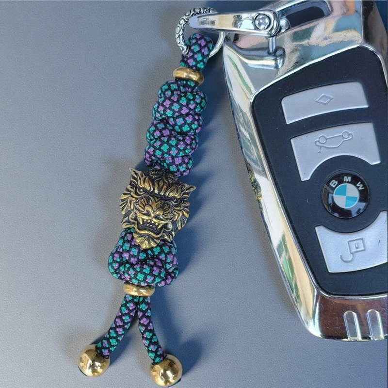 Tiger head brass pendant