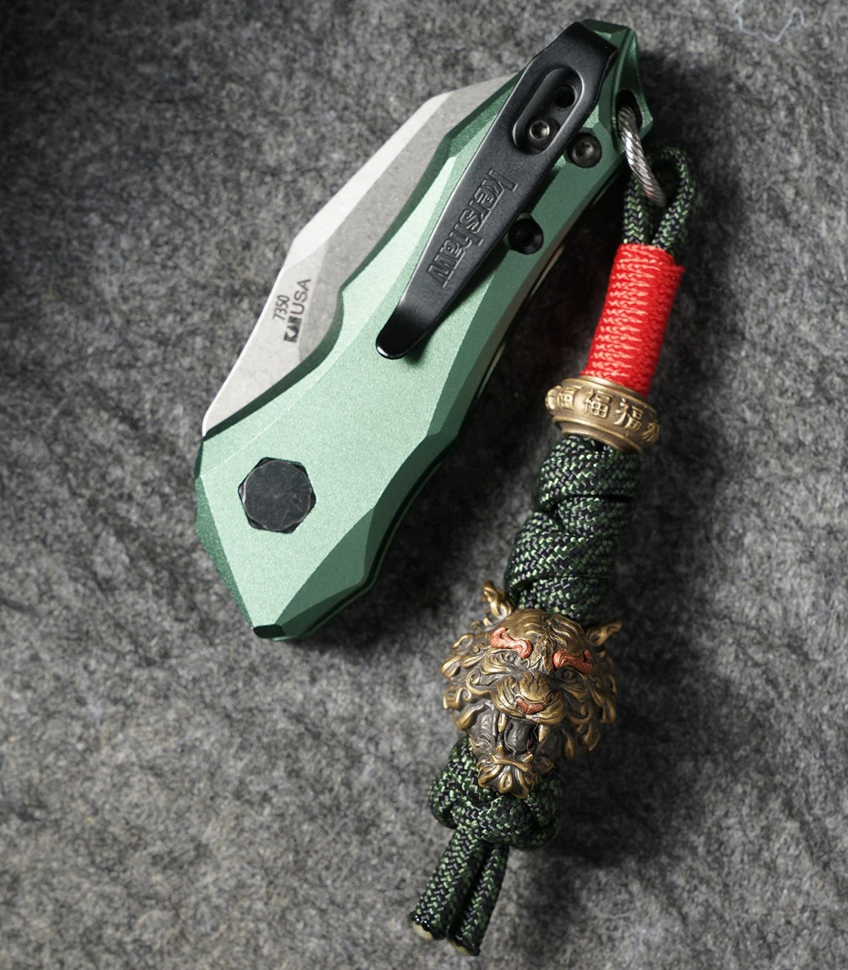 Handcrafted Tiger Head Paracord EDC Lanyard