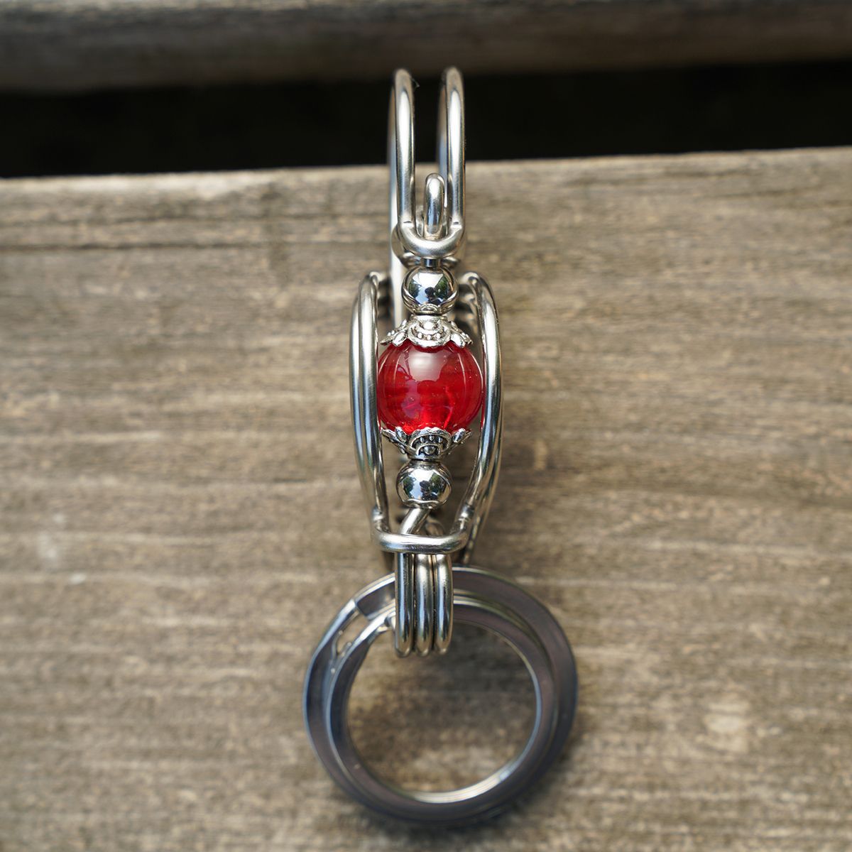 Red Bead Lotus Flower Handmade Keychain