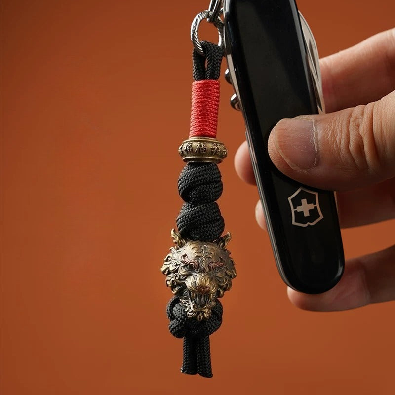 Handcrafted Tiger Head Paracord EDC Lanyard