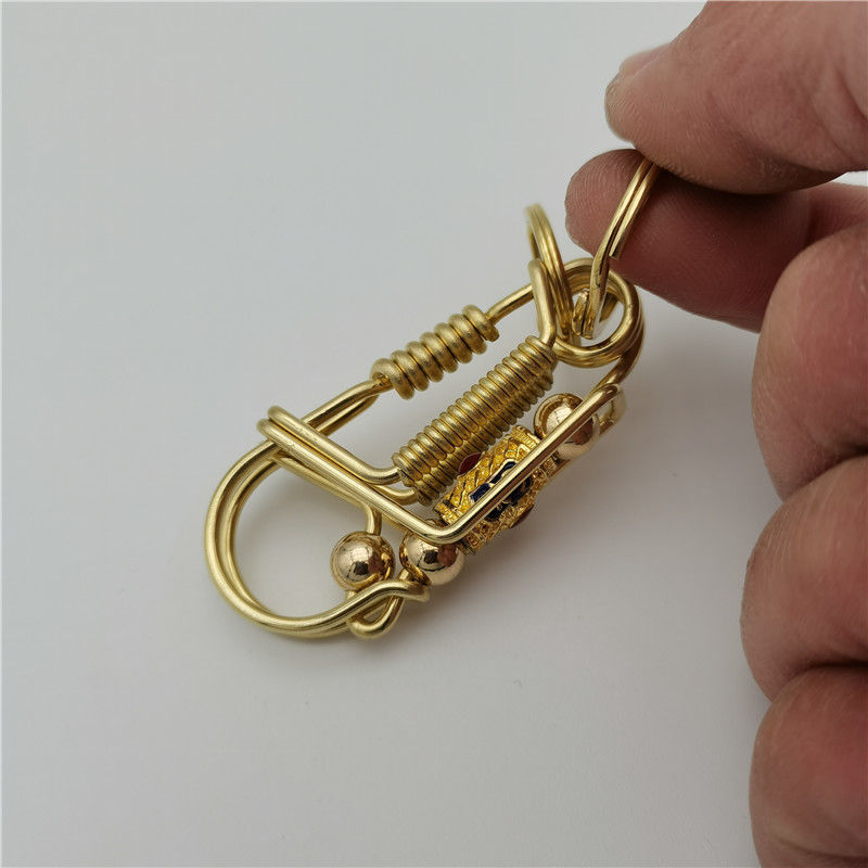 Prayer Barrel Bead Brass Keychain