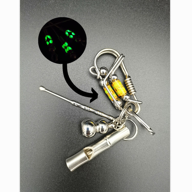 Luminous rotary steel ball keychain