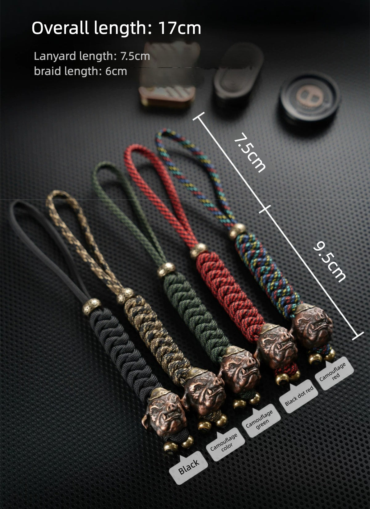 Handmade Brass Pig Head Paracord Lanyard