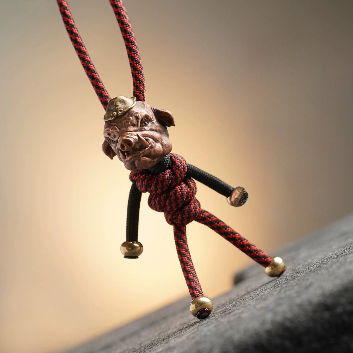 Handmade Brass Pig Paracord EDC Pendant