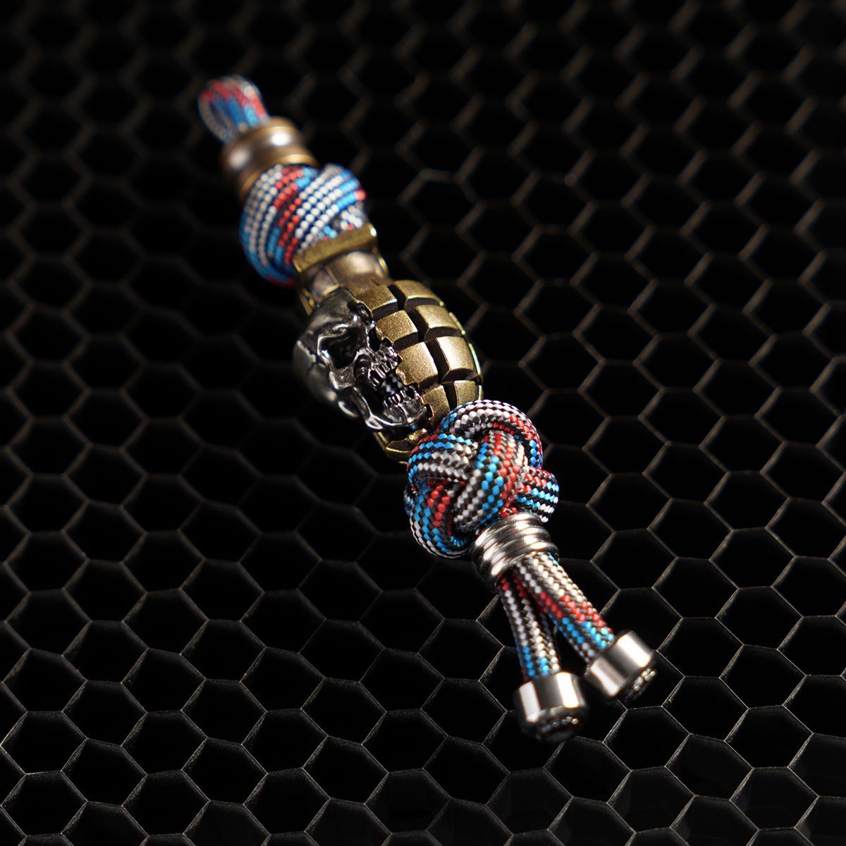 Handmade Skull Grenade Paracord Pendant