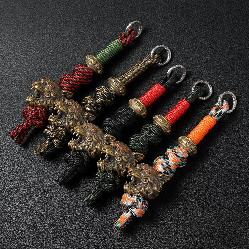 Handcrafted Tiger Head Paracord EDC Lanyard