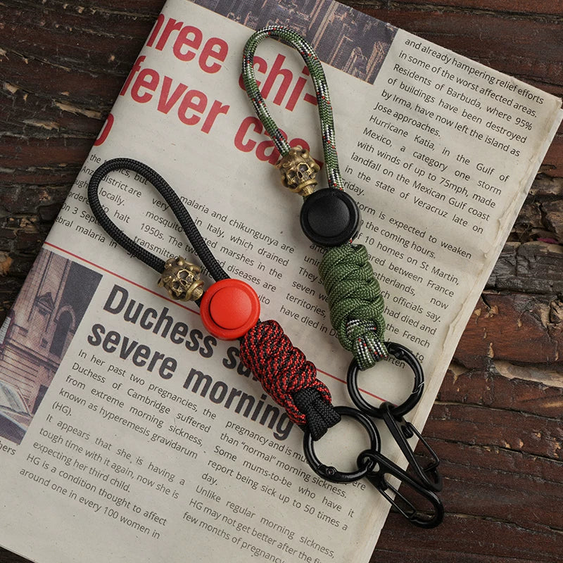 Handmade Skull Bead Paracord Lanyard