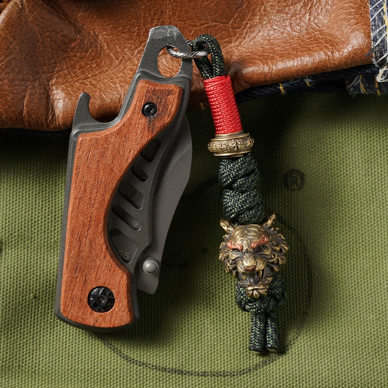 Handcrafted Tiger Head Paracord EDC Lanyard
