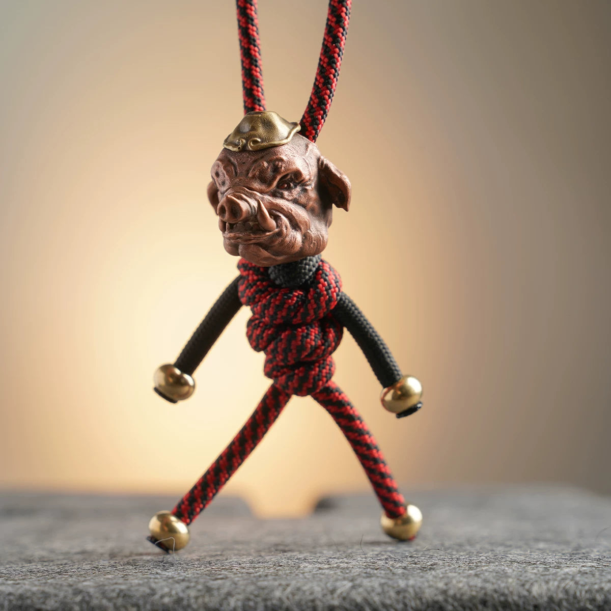 Handmade Brass Pig Paracord EDC Pendant