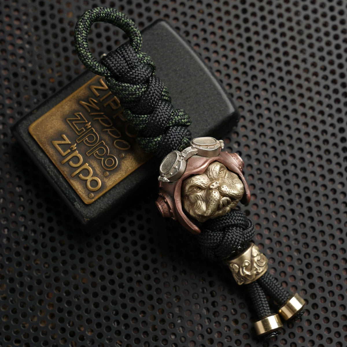 Handmade Steampunk Aviator Dog Paracord Pendant