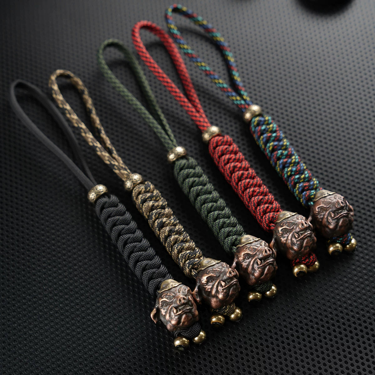 Handmade Brass Pig Head Paracord Lanyard