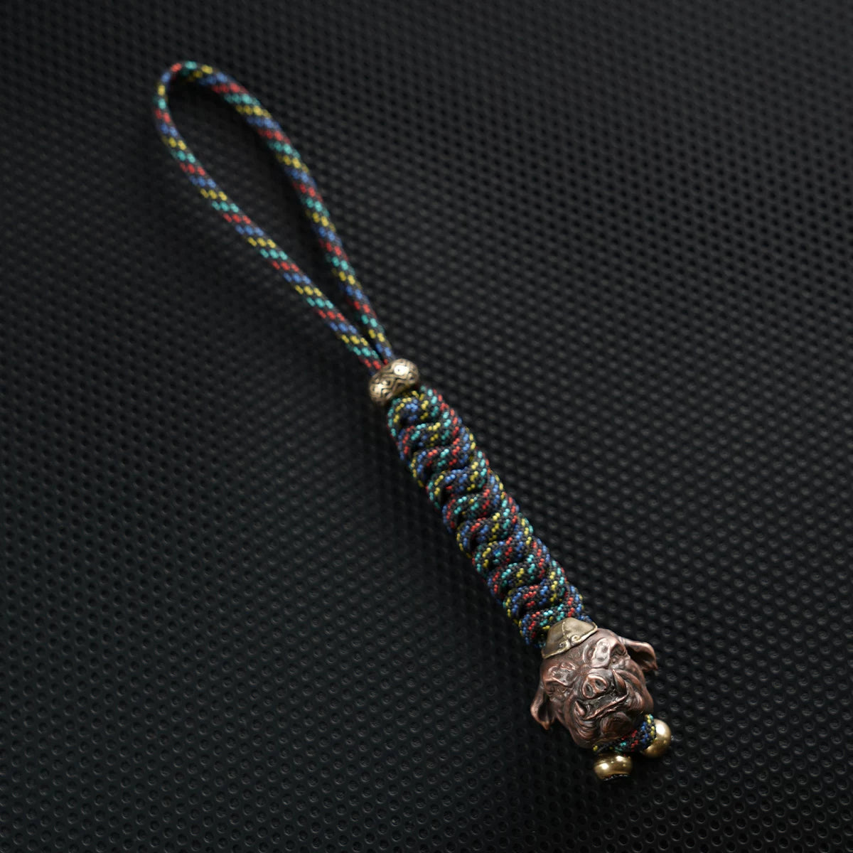 Handmade Brass Pig Head Paracord Lanyard