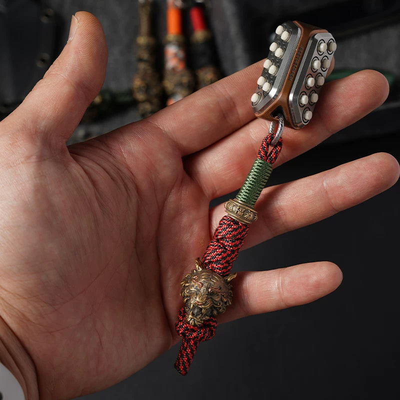 Handcrafted Tiger Head Paracord EDC Lanyard