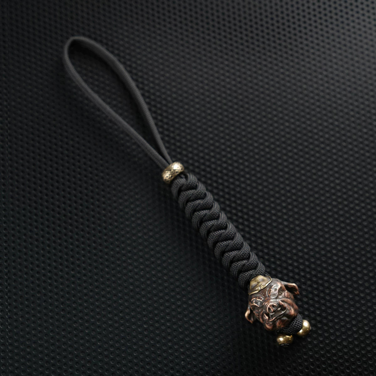 Handmade Brass Pig Head Paracord Lanyard