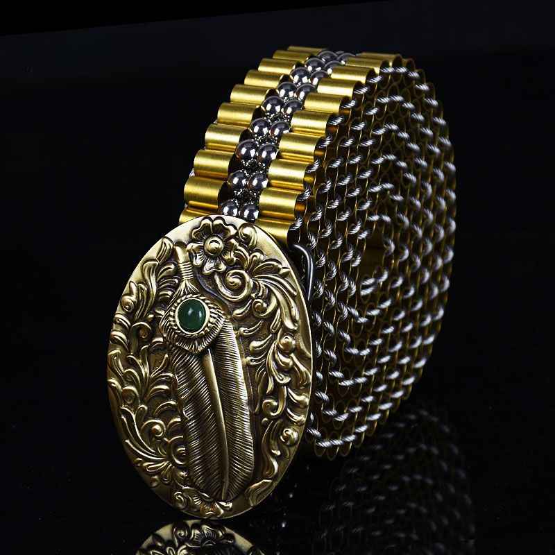 Handmade Metallic Belt (Brass + Steel Bead)