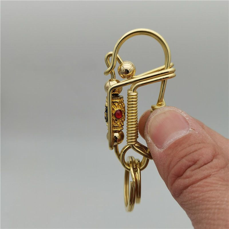Prayer Barrel Bead Brass Keychain