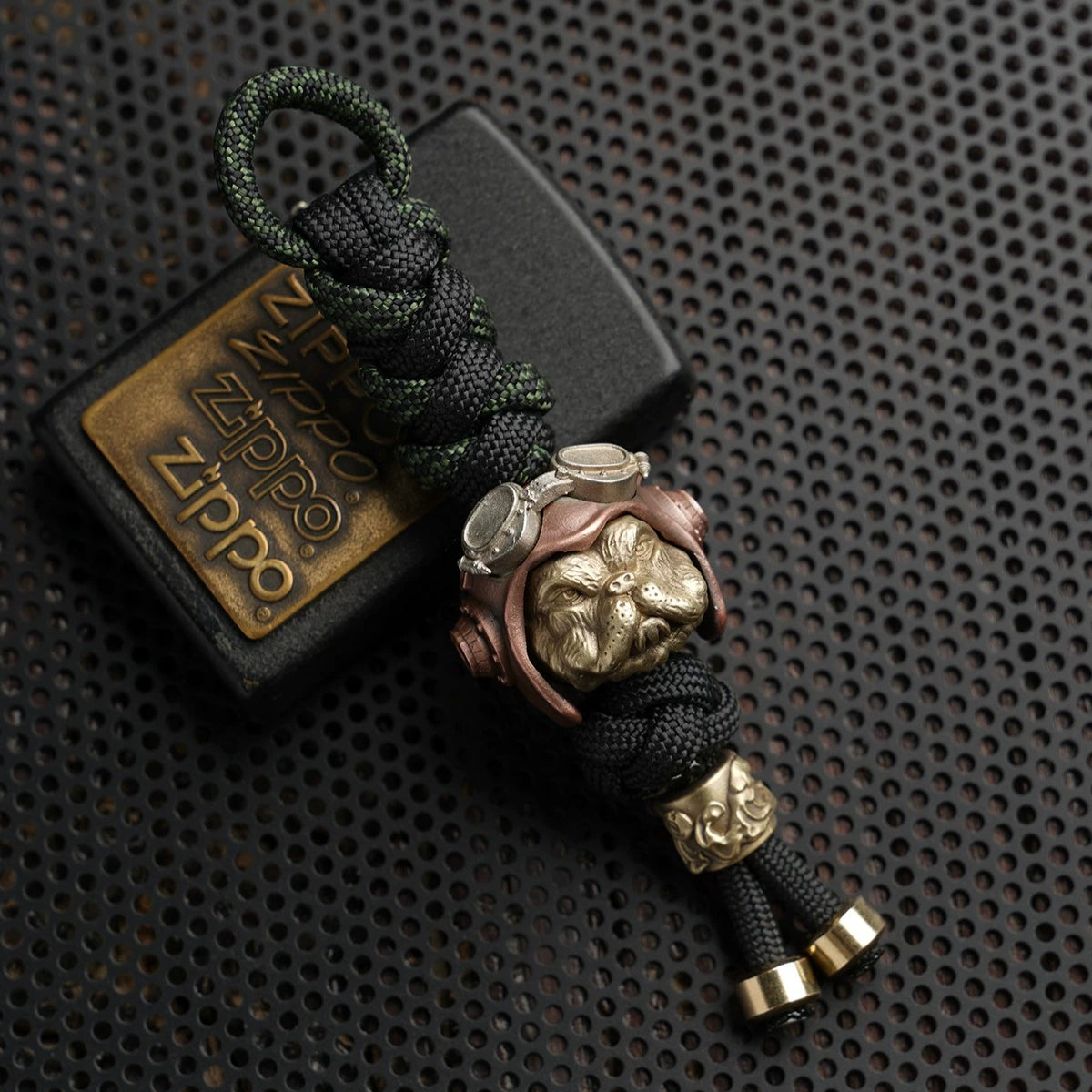Handmade Steampunk Aviator Dog Paracord Pendant