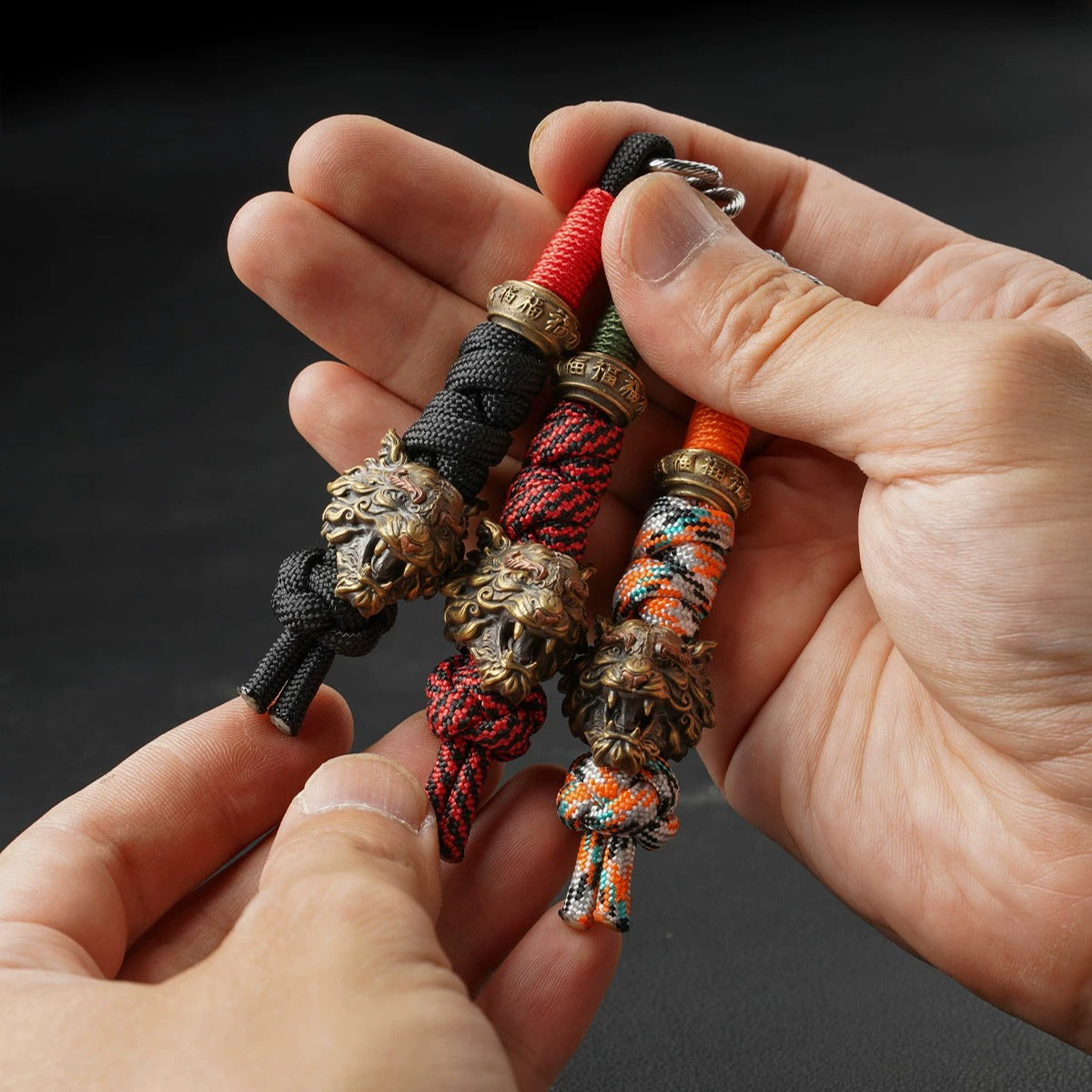 Handcrafted Tiger Head Paracord EDC Lanyard