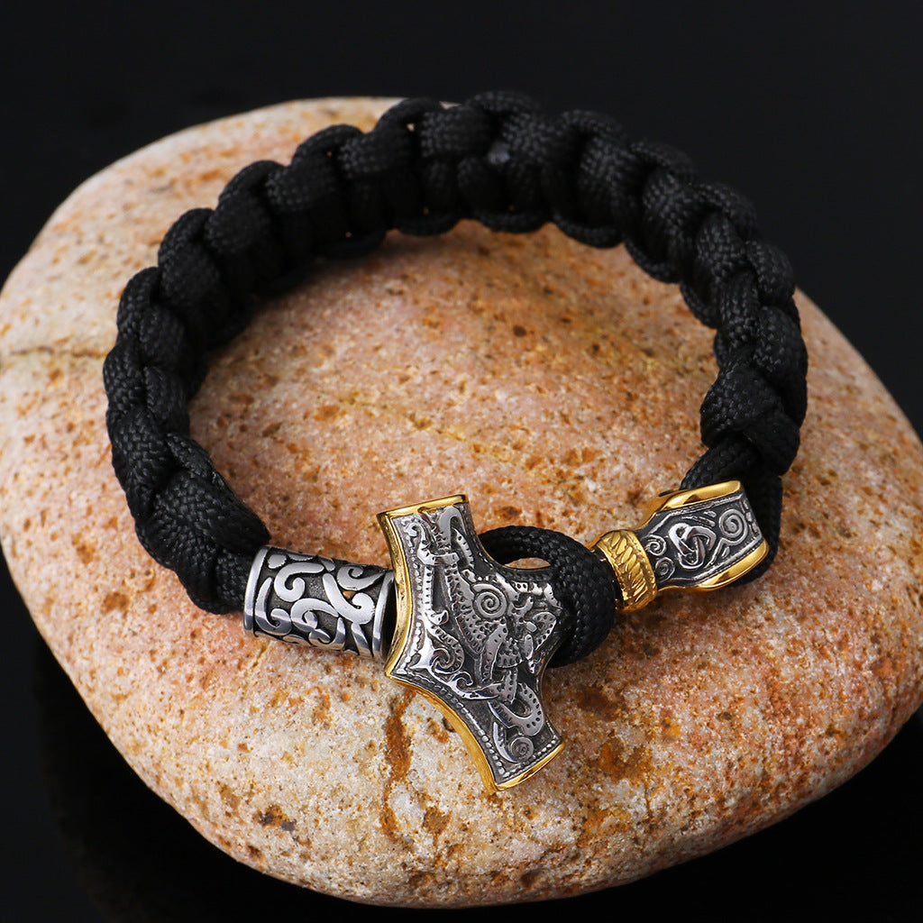 Viking Paracord Bracelet Stainless Steel Thor's Hammer