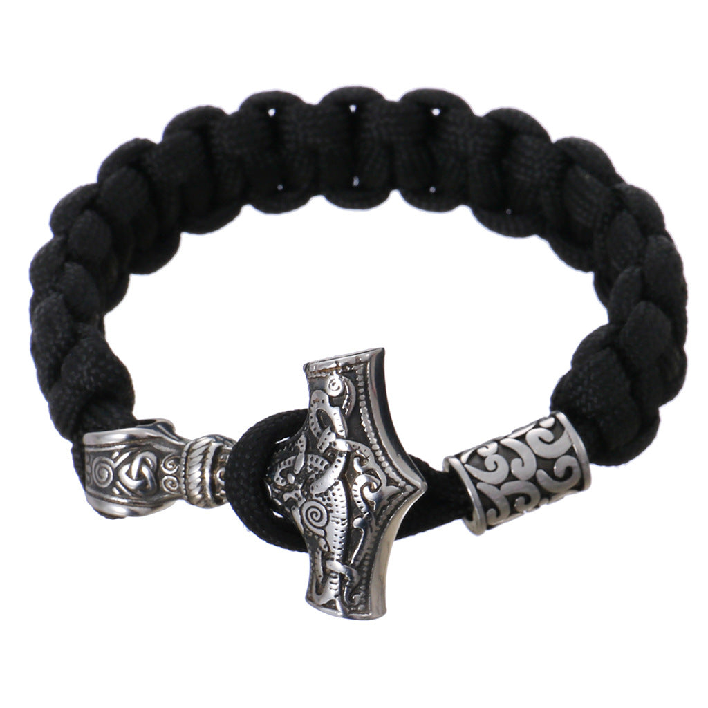Viking Paracord Bracelet Stainless Steel Thor's Hammer