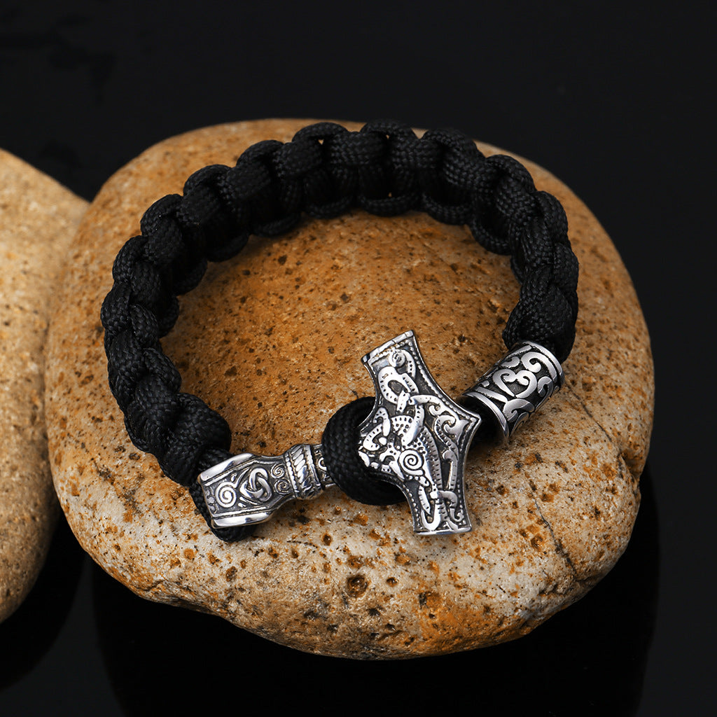 Viking Paracord Bracelet Stainless Steel Thor's Hammer