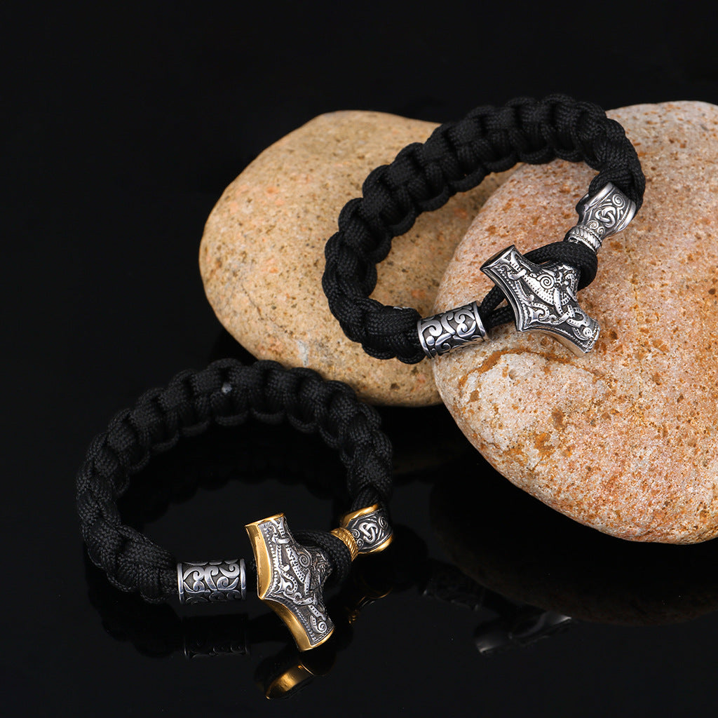 Viking Paracord Bracelet Stainless Steel Thor's Hammer