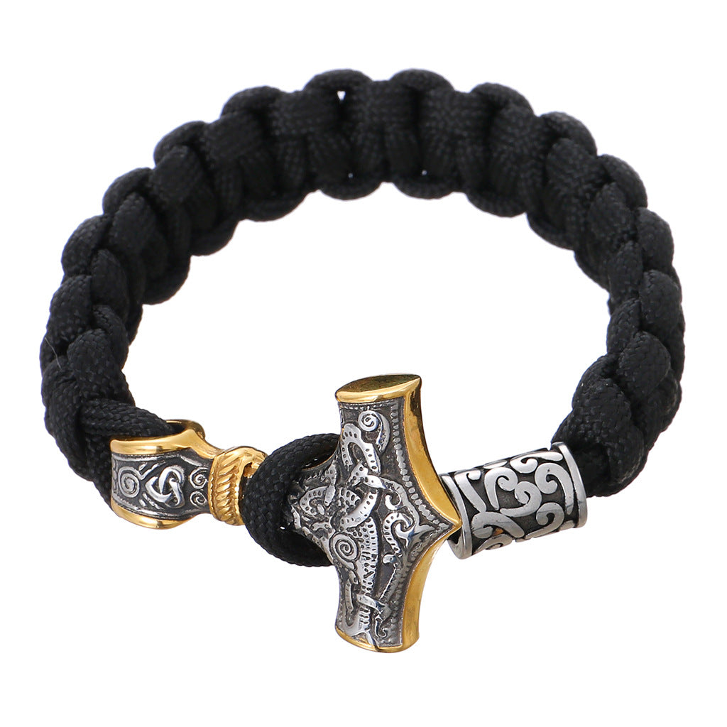 Viking Paracord Bracelet Stainless Steel Thor's Hammer