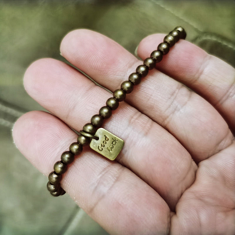 Round bead bohemian vintage brass bracelet