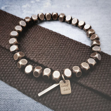 Square bead vintage brass bracelet