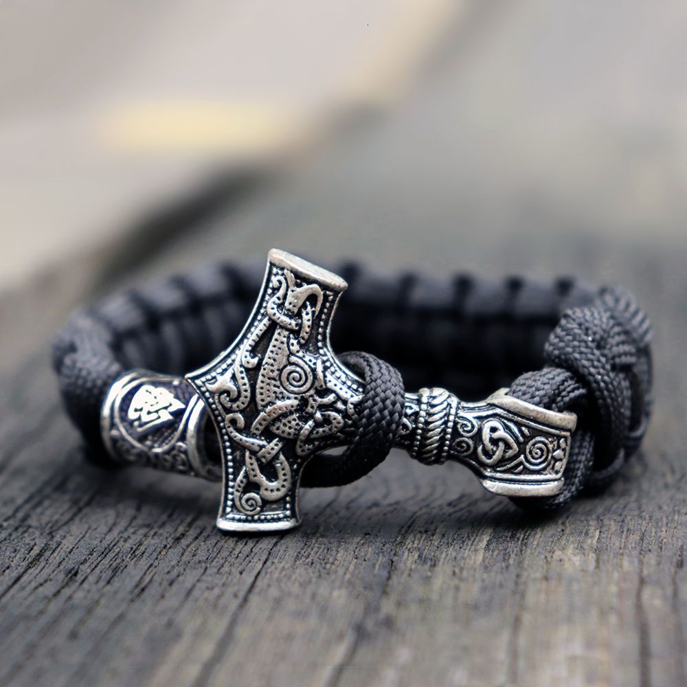 Viking Paracord Bracelet Stainless Steel Thor's Hammer
