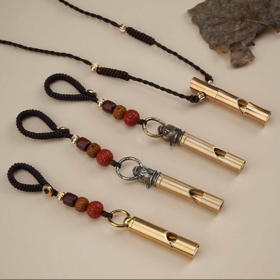 Brass whistle keychain pendant