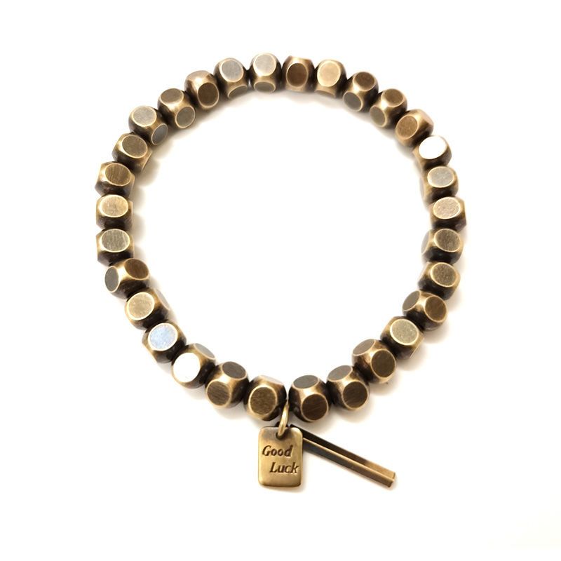 Square bead vintage brass bracelet