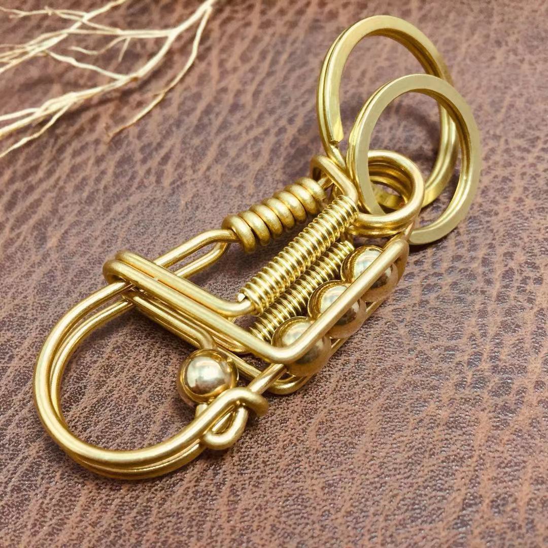 Four Beads Handmade Keychain [Steel & Brass]