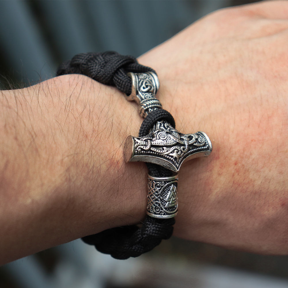 Viking Paracord Bracelet Stainless Steel Thor's Hammer