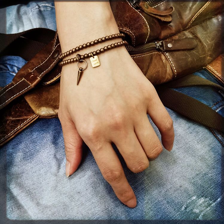 Round bead bohemian vintage brass bracelet