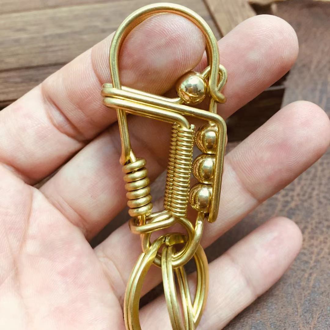 Four Beads Handmade Keychain [Steel & Brass]