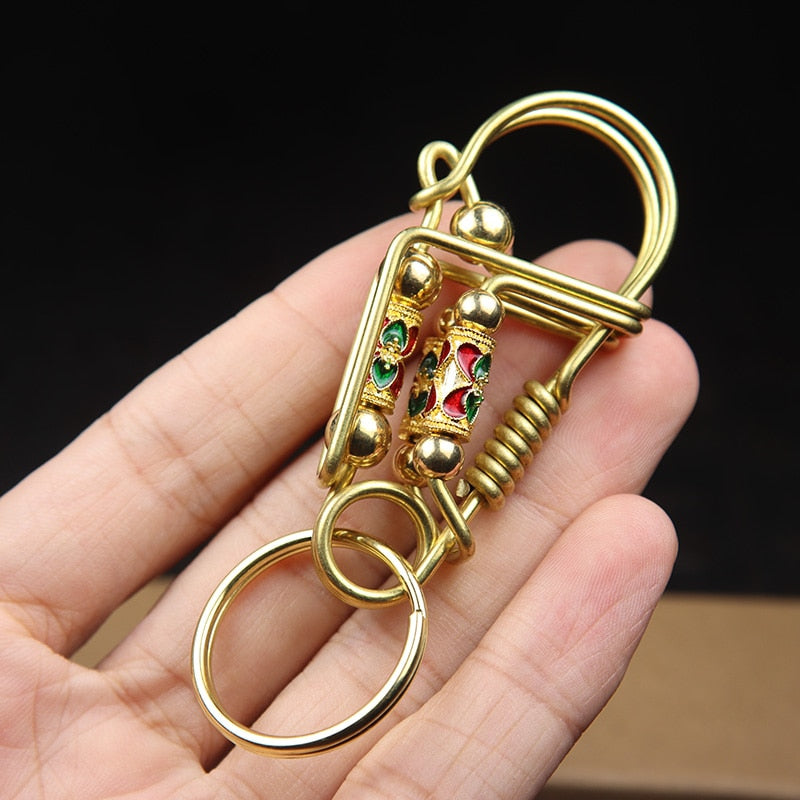Prayer Spinner Handmade Keychain  Brass