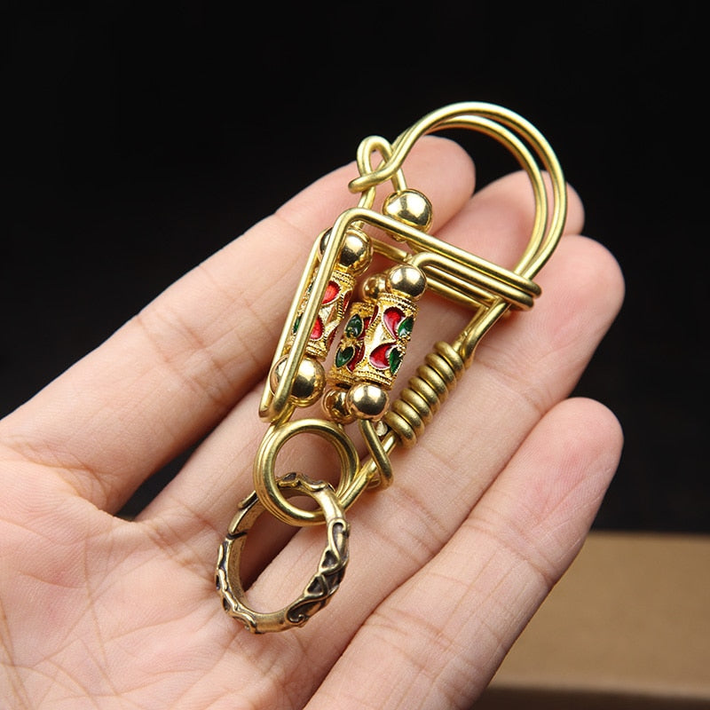 Prayer Spinner Handmade Keychain  Brass