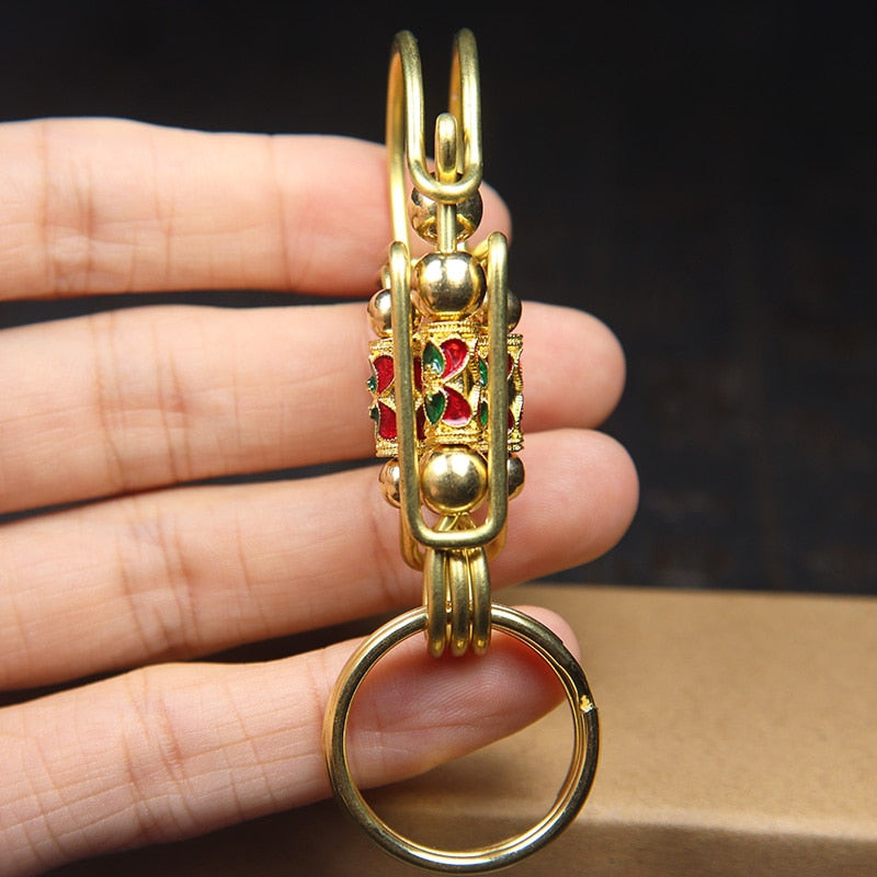 Prayer Spinner Handmade Keychain  Brass