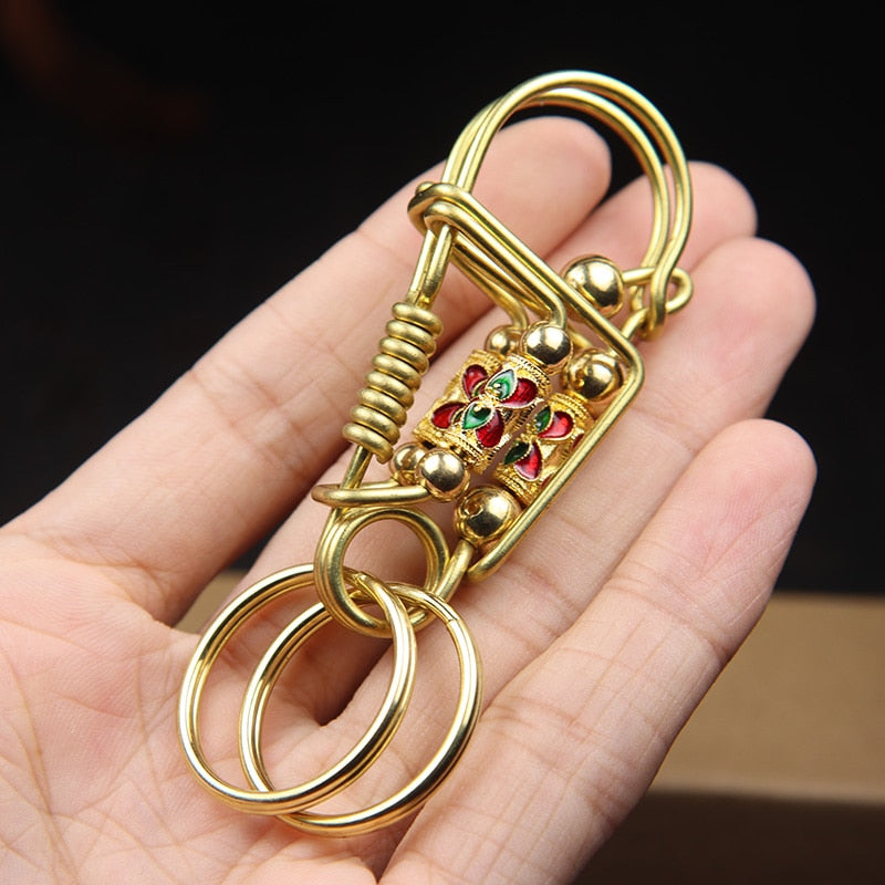 Prayer Spinner Handmade Keychain  Brass