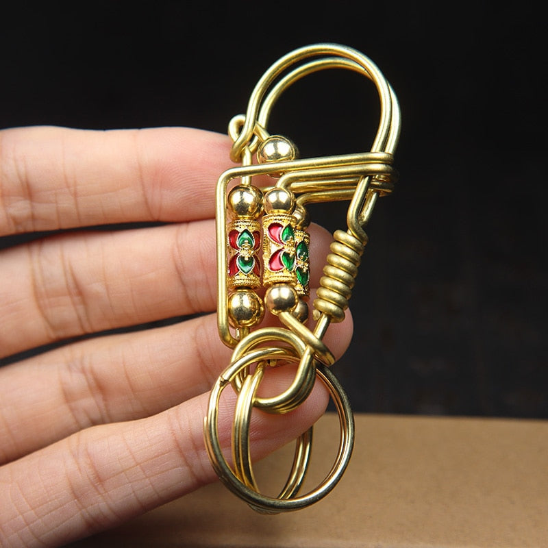 Prayer Spinner Handmade Keychain  Brass