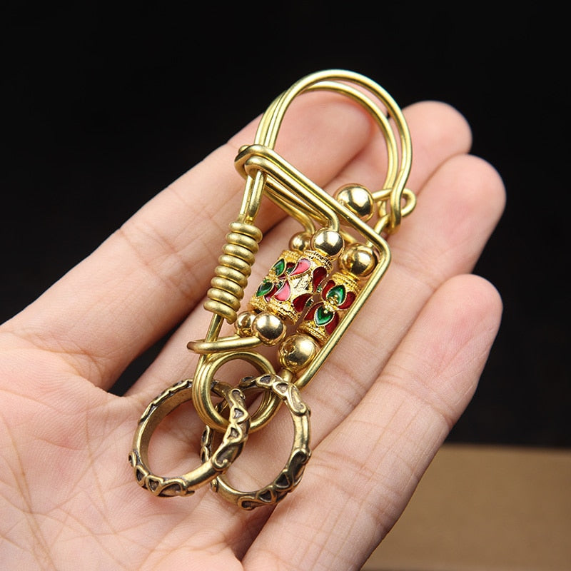 Prayer Spinner Handmade Keychain  Brass
