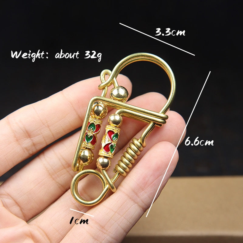 Prayer Spinner Handmade Keychain  Brass