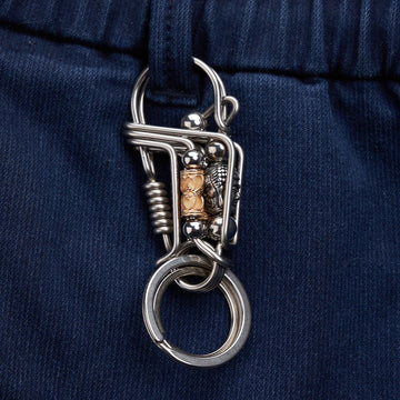 Prayer Wheel with Buddha Head Handmade Stainless Steel Keychain