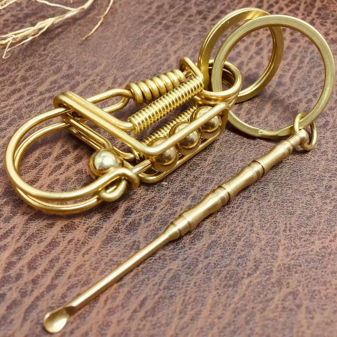 Four Beads Handmade Keychain [Steel & Brass]